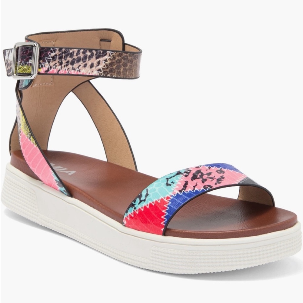 MIA Multicolor Pink Blue Ankle-Strap Sandal